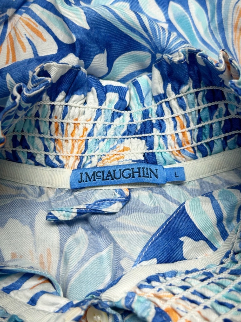 J.McLaughlin Blue Floral Silk Blend Maxi Dress – Size Large Resort Style - Picture 5 of 8